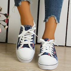 Women's Star Flag Pattern Canvas Sneakers for 4th of July