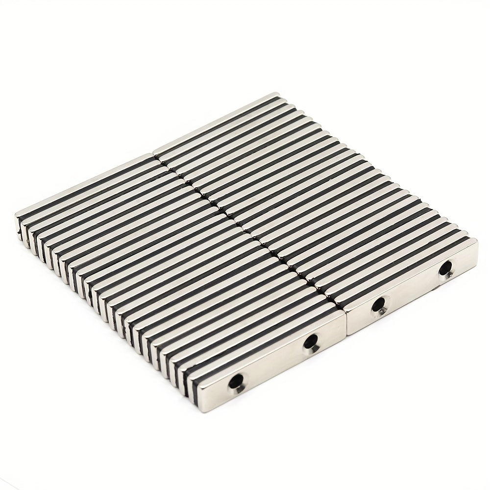 5pcs NdFeB Hardware Strong Magnet 50x10x5mm Square Two Holes
