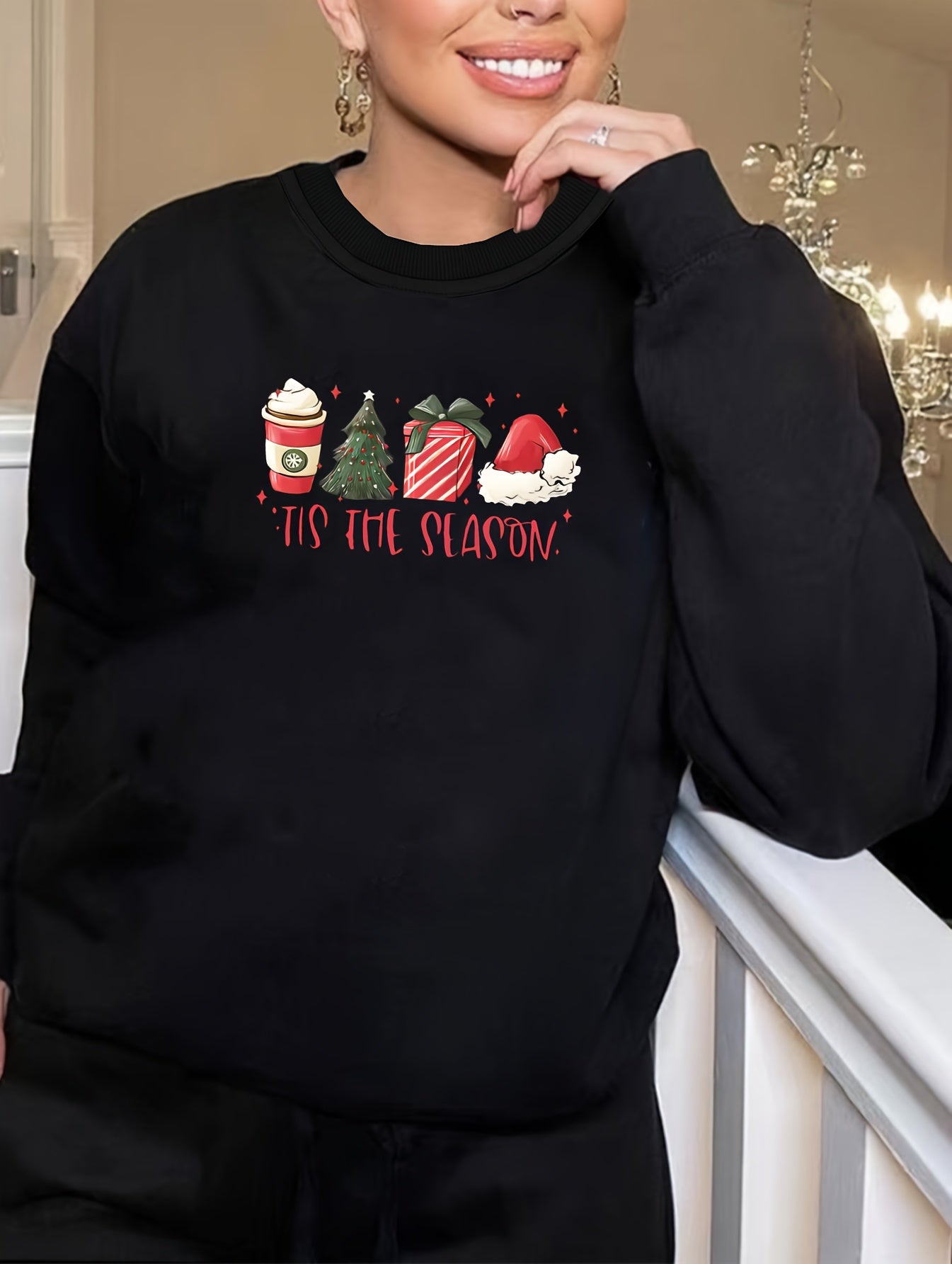  Christmas Lounge Top Women's Long Sleeve Sleepwear Tee