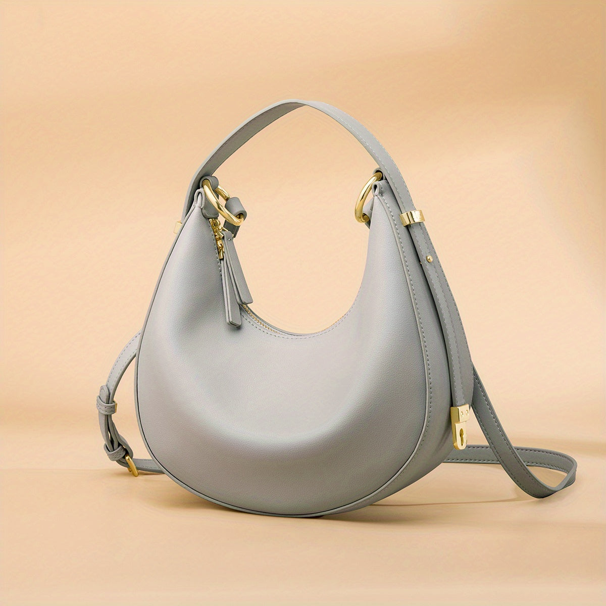 Solid Hobo Bag Women's Leather Handbag Crossbody Purse