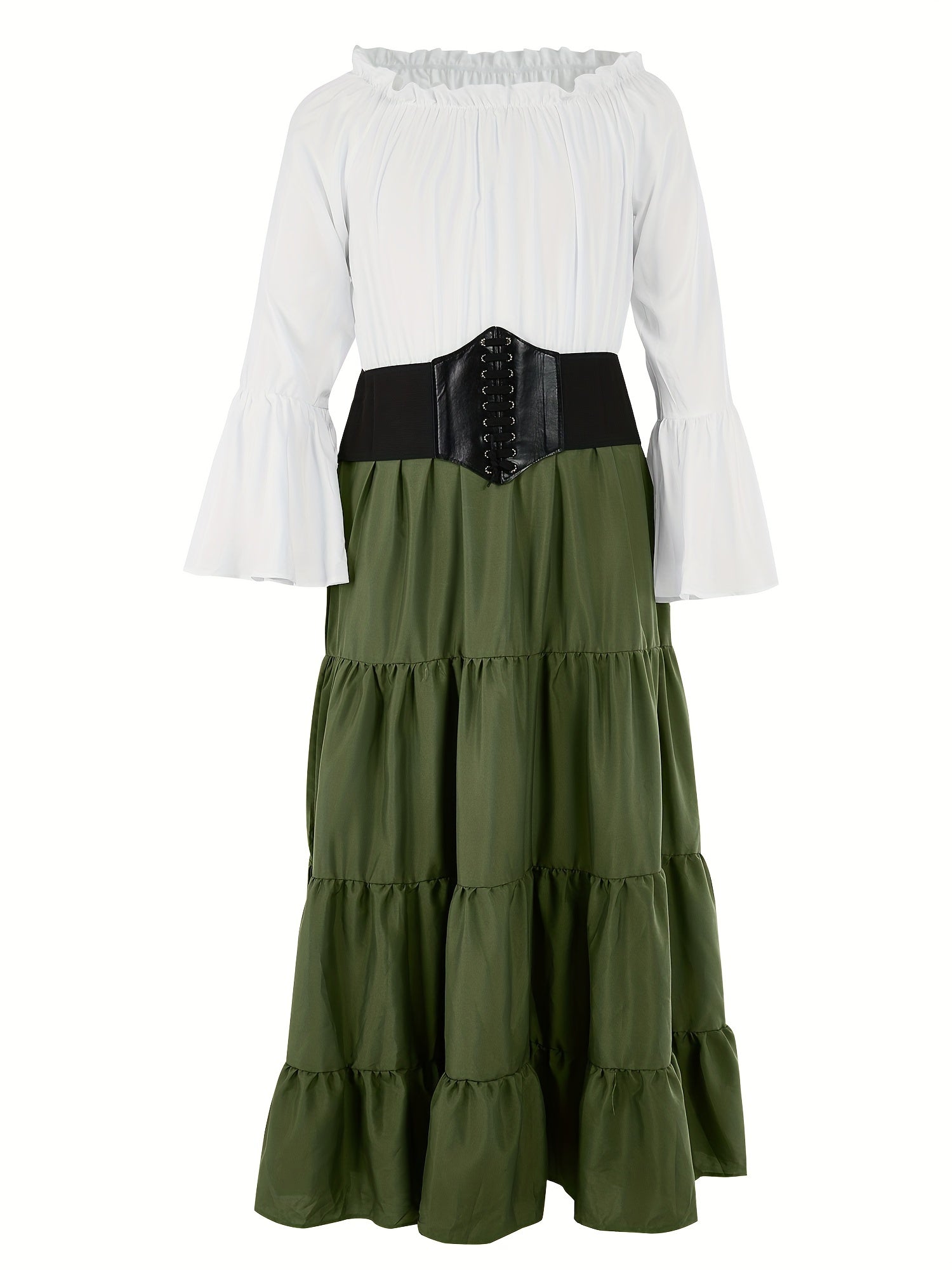  Bell Sleeve Corset Maxi Dress