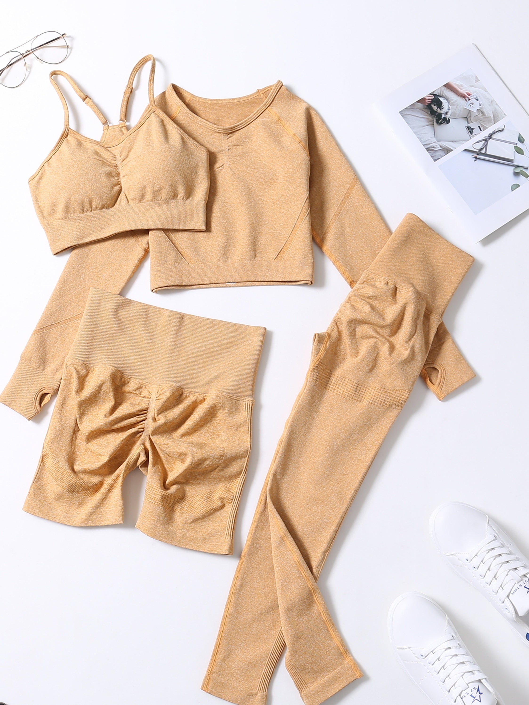 4 Pcs Yoga Set High Stretch Sports Suit