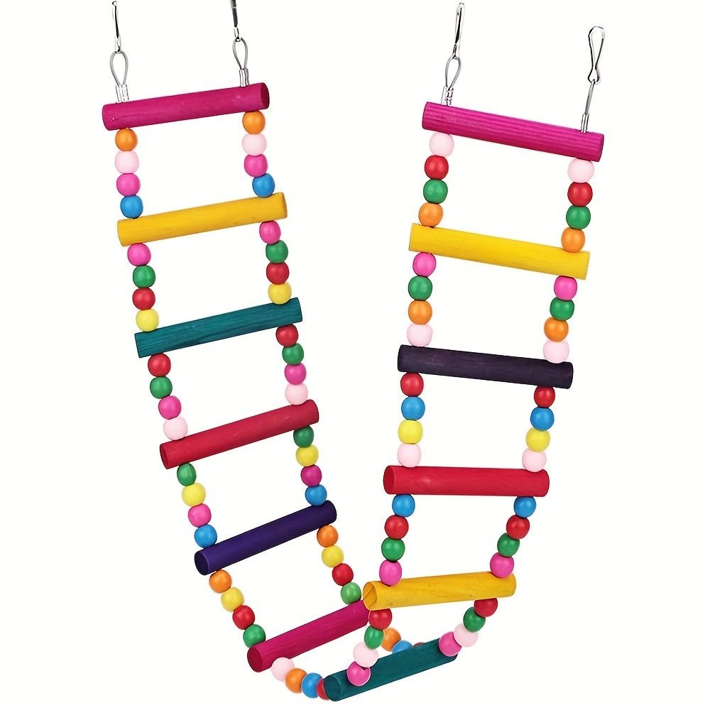 12 Step Wooden Bird Ladder Parrot Training Exercise Toy