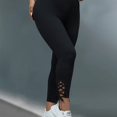  Solid Side Criss Cross Tie High Rise Skinny Trousers