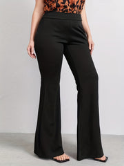  Solid High Rise Flared Leg Pants