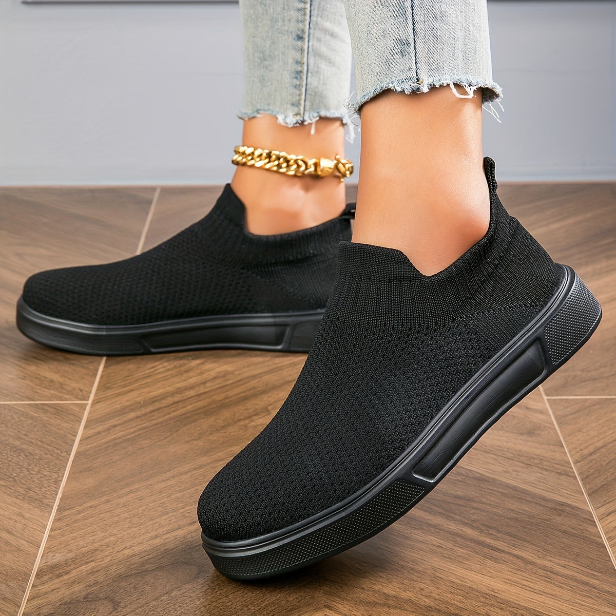 Women's Knit Slip On Sneakers Lightweight Outdoor Shoes