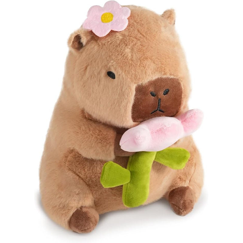 Capybara Plush Toy with Flower - Brown Plush