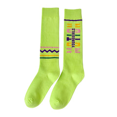 4 Pairs Letter Print Calf Socks Sports Knee High Stockings