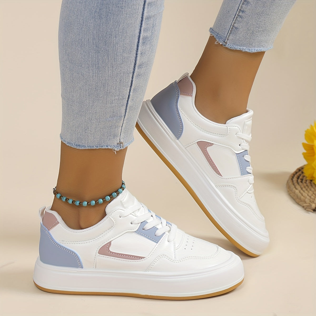 Women's Colorblock Skate Shoes Casual Low Top Sneakers