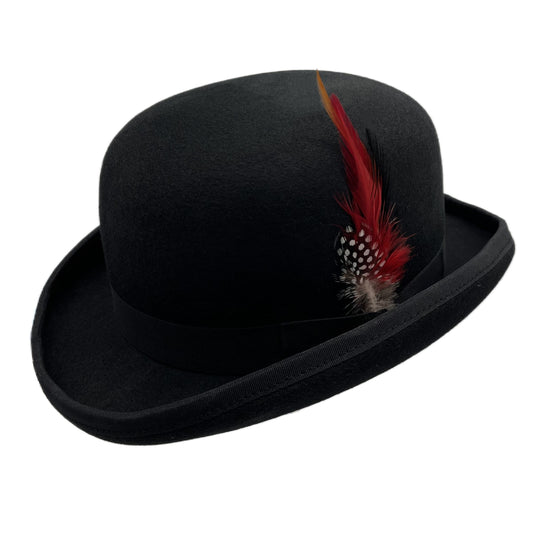 Men's 100 Wool Derby Hat With Removable Feather Bowler Hat