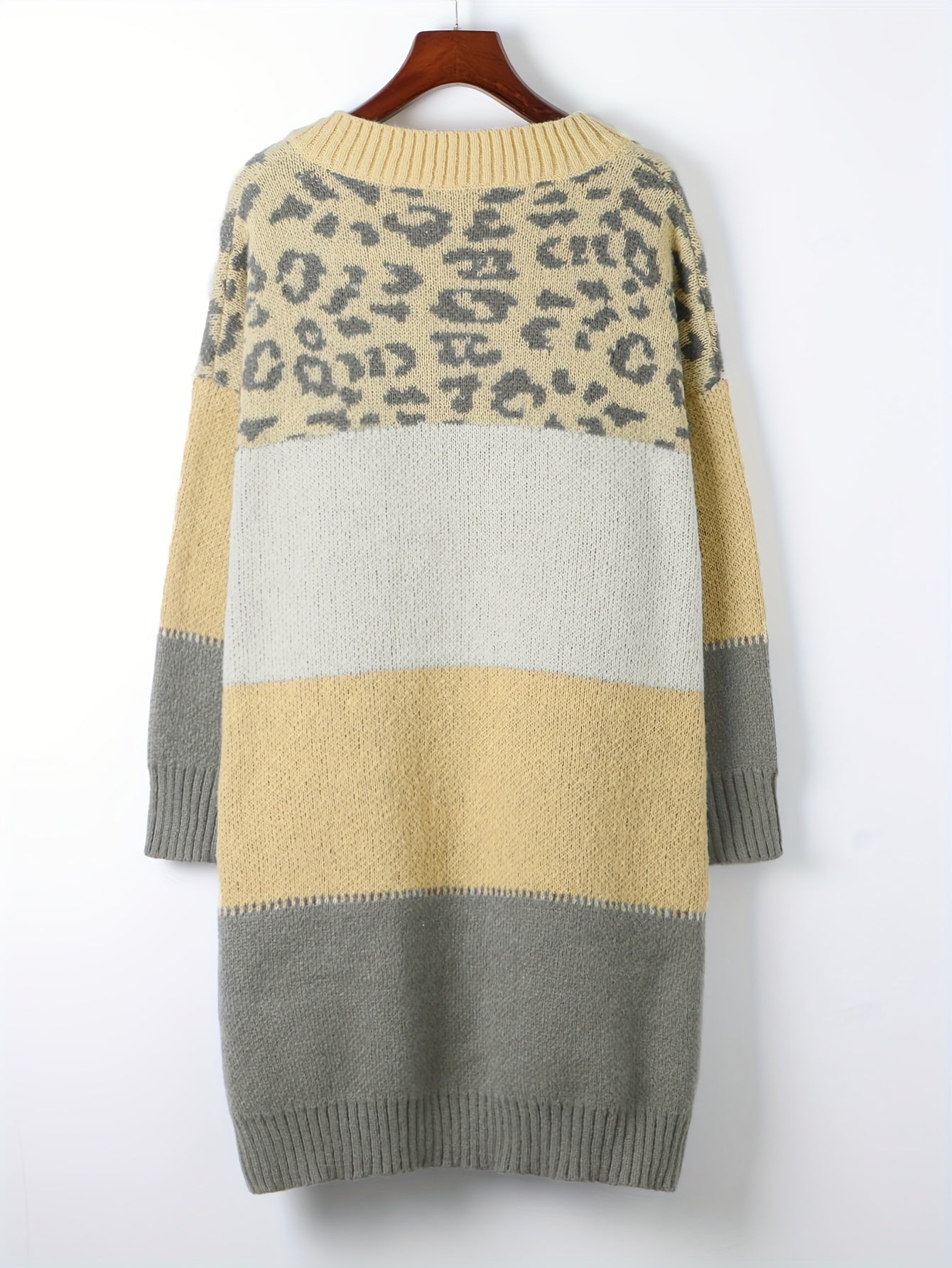  Leopard Print Sweater Dress