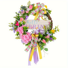 Spring Wood Sign Flower Wreath Christmas Hanging Decorations