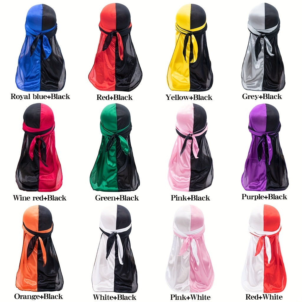 Silk Satin Braided Pirate Hat Long Tail Durag Turban