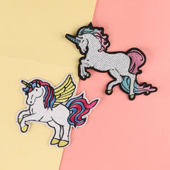 2pcs Unicorn Sequins Embroidery Patches DIY Clothes Bag Accessories