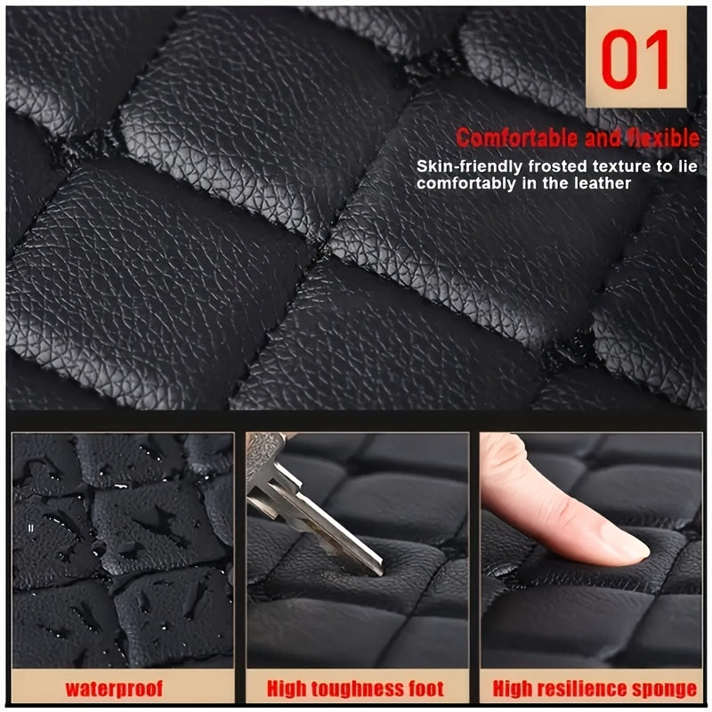 4pcs Waterproof Car Floor Mats Front & Rear Leather Car Carpet