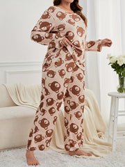 Bear Print Long Sleeve Pajama Set