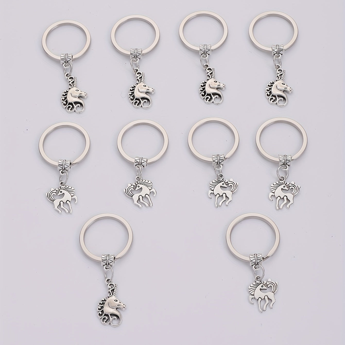 10pcs Alloy Pony Unicorn Keychain Men Business Case Bag Accessories Pendant Gift
