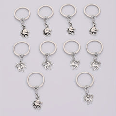 10pcs Alloy Pony Unicorn Keychain Men Business Case Bag Accessories Pendant Gift