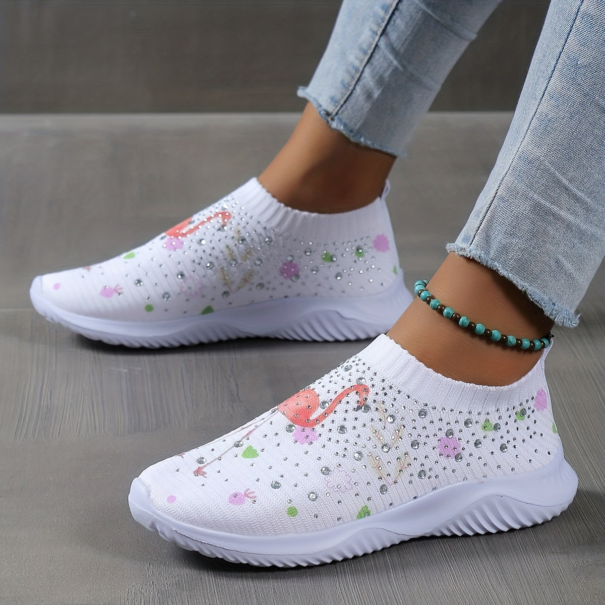 Women's Flatform Slip On Sneakers Lightweight Elastic Shoes