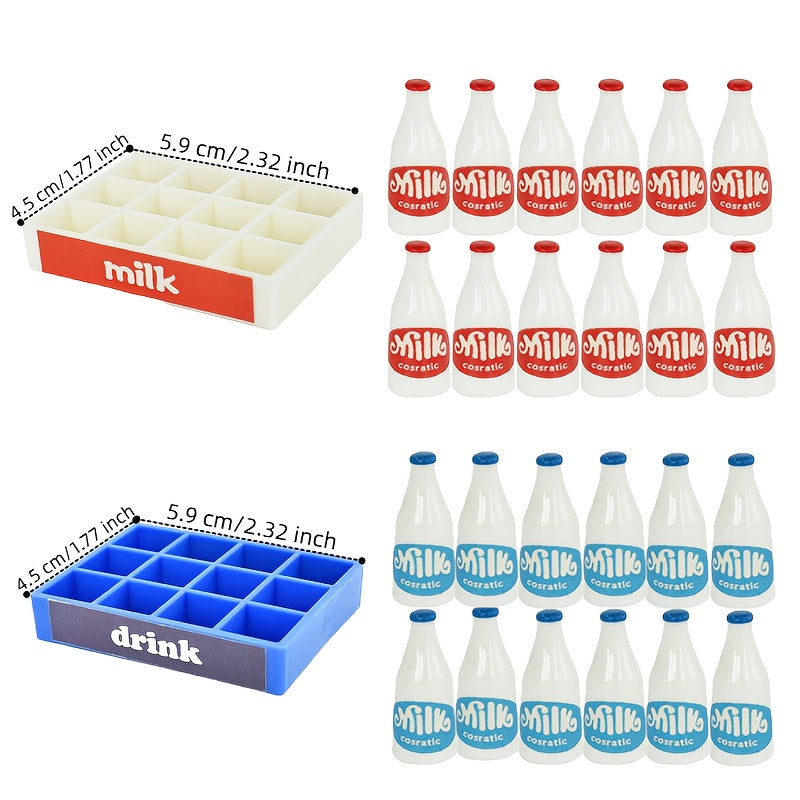 14pcs Mini Soft Drink Baskets Realistic Beverage Models Set