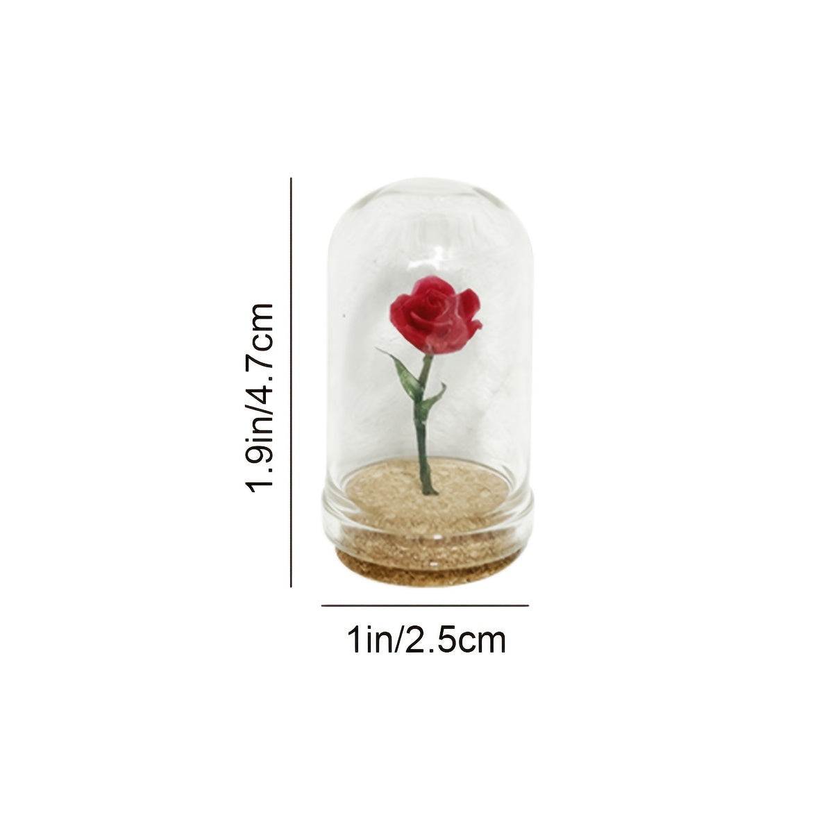Little Prince Rose Dollhouse Rose in Glass Dome Dreamy Red Rose Ornament