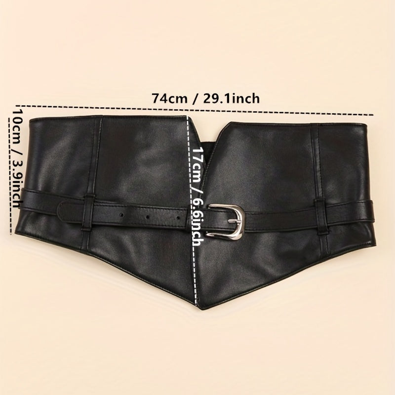 Punk Pin Buckle Wide Belt PU Leather Waistband Vintage Dress Coat Girdle