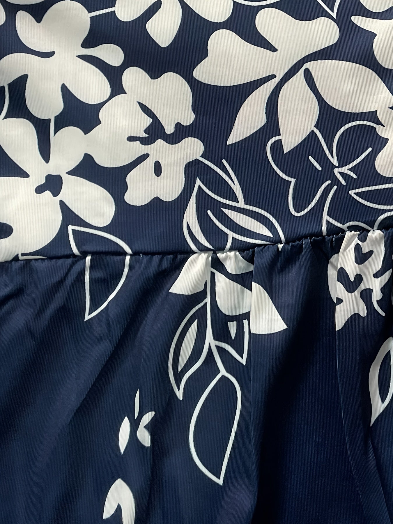  Floral Print Button Up Short Sleeve Dress With Pockets