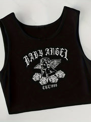 Graphic Print Tank Top 4 Pack Sexy Crew Neck Summer Sleeveless Top