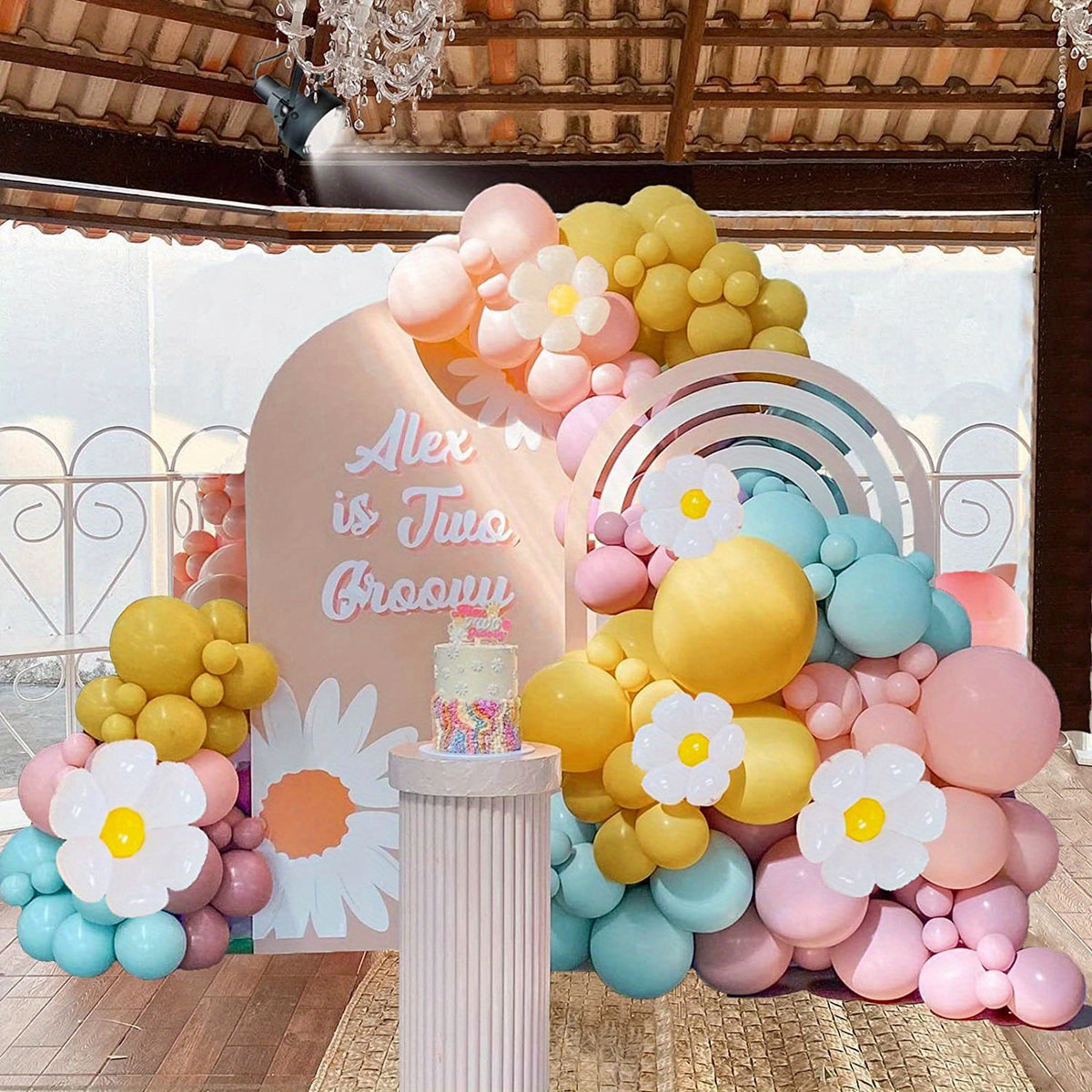 140Pcs Daisy Balloon Garland Arch Kit Flower Theme Party Decoration