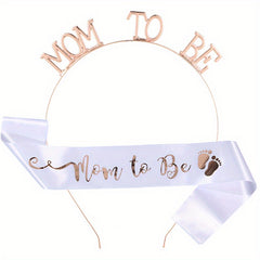 MOM TO BE Headband Sash Set Mother Style Headdress Ribbon Suit