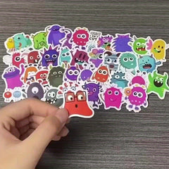 50pcs Little Monster Vinyl Stickers - Fun Cartoonish Designs