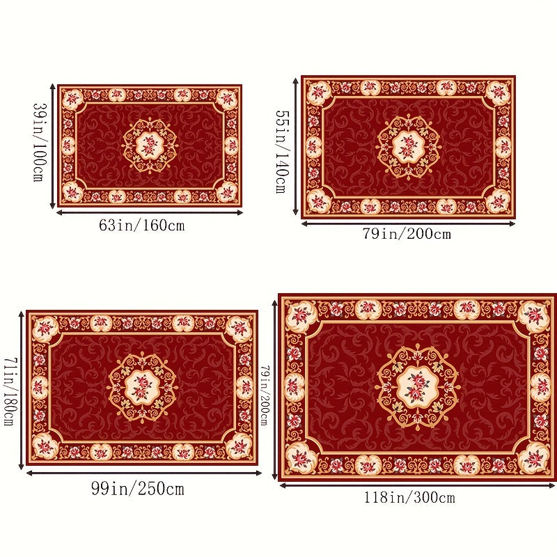 Boho Anti Fatigue Kitchen Rugs Red Vintage Absorbent Non Slip