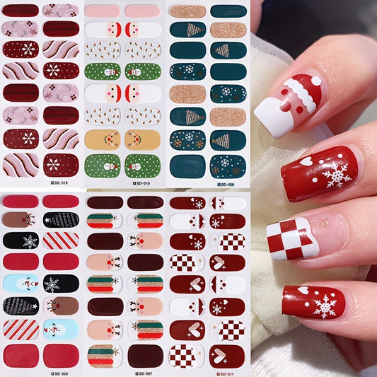 Christmas Nail Art Stickers Santa Reindeer Snowflakes Tree Designs Self Adhesi