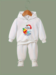 Christmas Bunny Print Hoodies Pants Set For Girls Boys