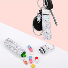 1pc First Aid Pill Sealed Jar Keychain Portable Aluminum Alloy Keychain