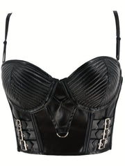 PU Leather Shaping Cami Top Gothic Punk Bustier Corset