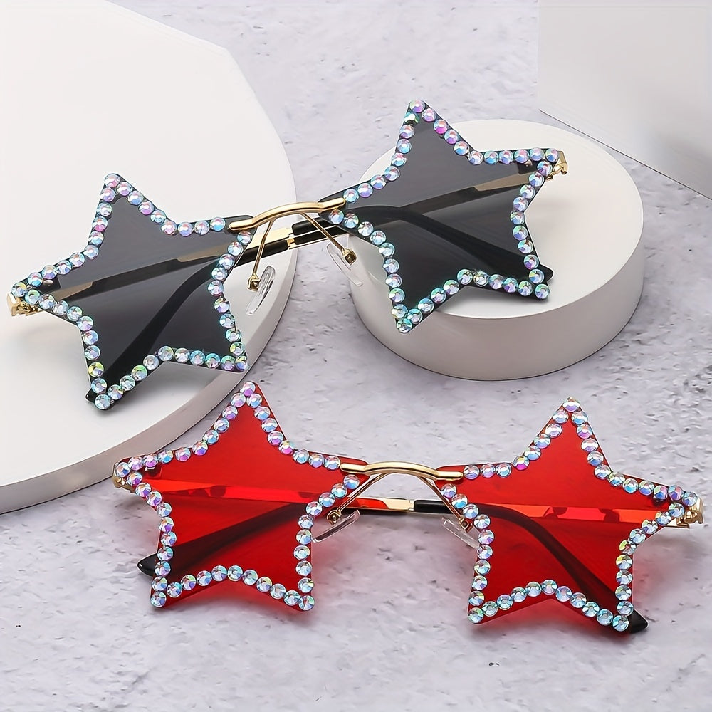Rhinestone Star Sunglasses Y2K Punk Candy Funny Party Club Decorative Glasses