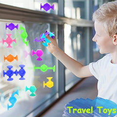 Creative Relaxing Suction Cup Toy Set for Construction Travel Windows