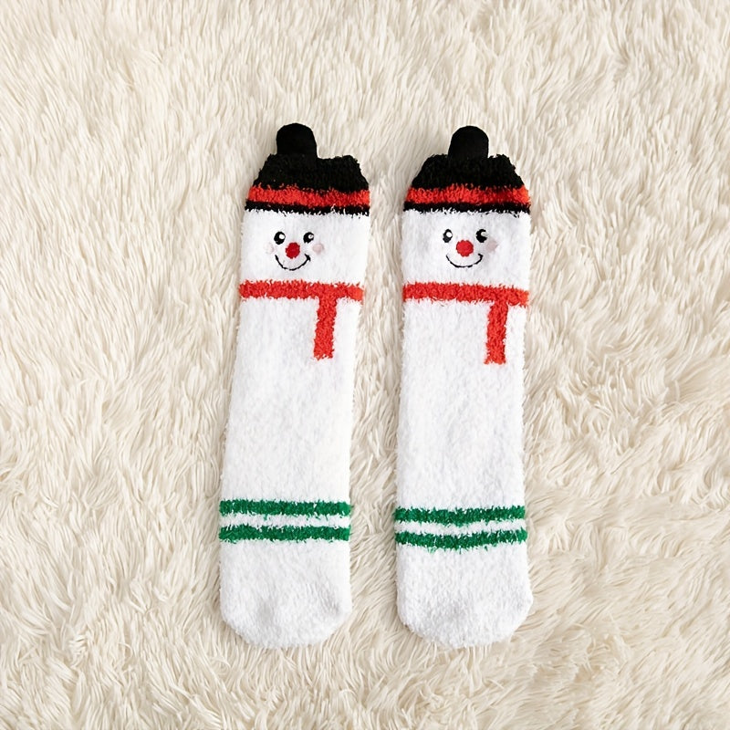 Christmas Print Socks Warm & Fuzzy Women's Stockings