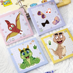 Cartoon Dinosaur Face Decal Sticker Set - 6pcs 12pcs Disposable