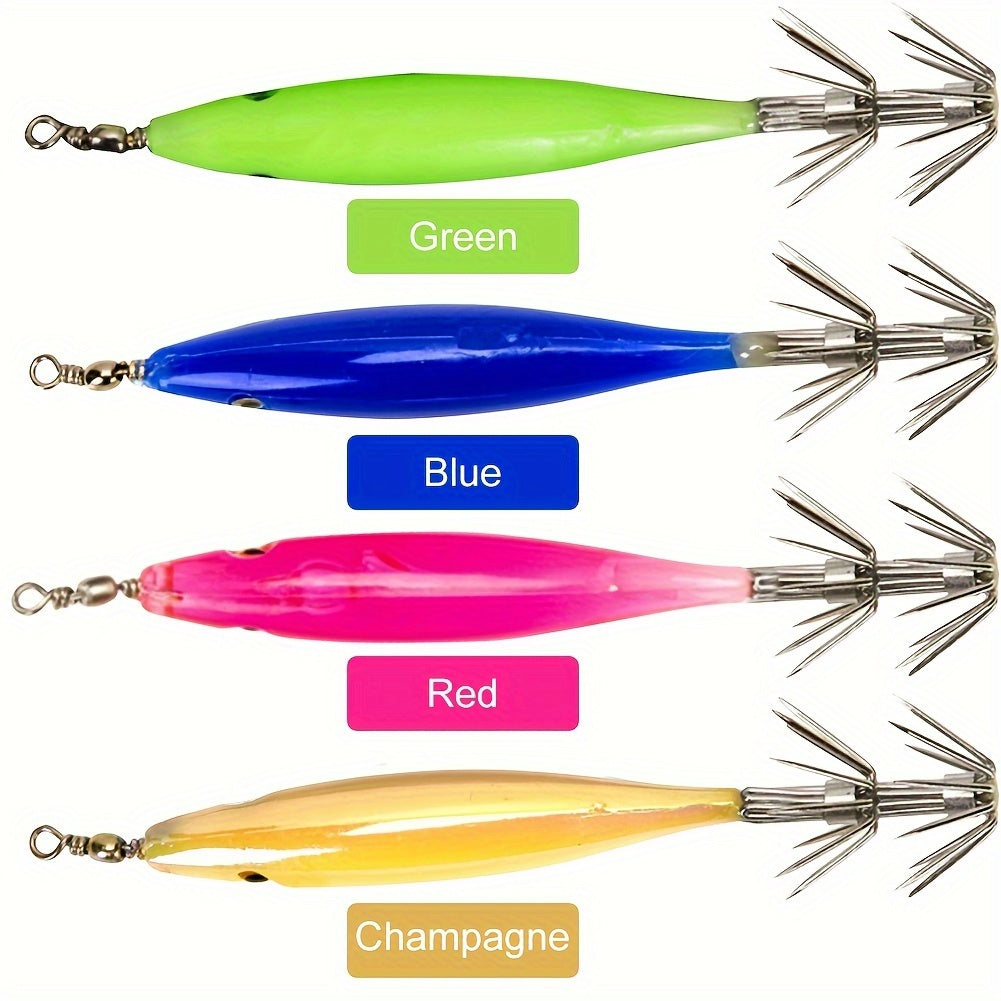 5pcs Luminous Squid Jig Bait with Squid Hook Fishing Tackle