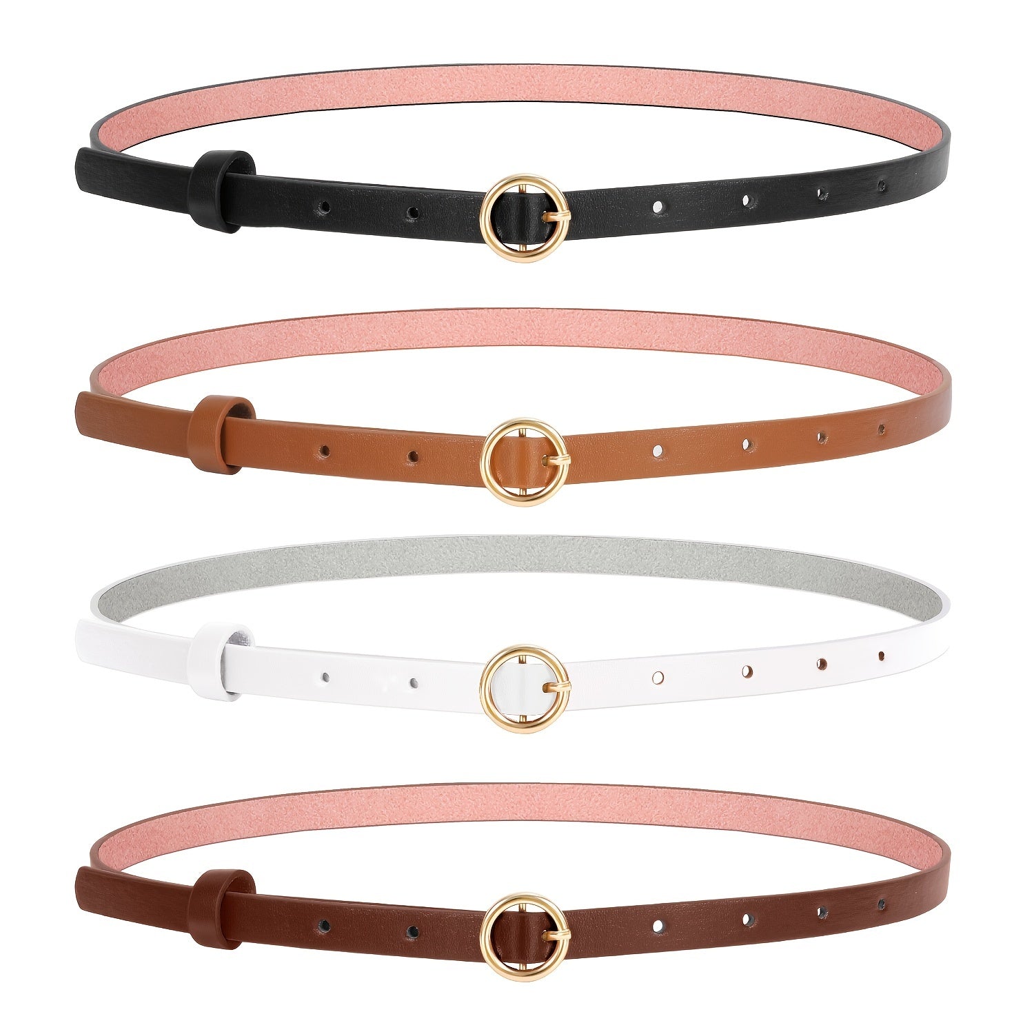 Women's O Ring Buckle Belt for Jeans Casual Formal PU Leather Belt