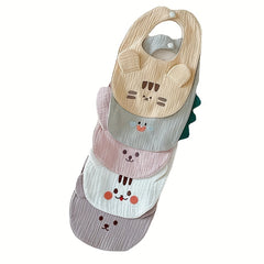 Baby Cotton Gauze Anti-Spitting Milk Bib Ear Embroidery Bib