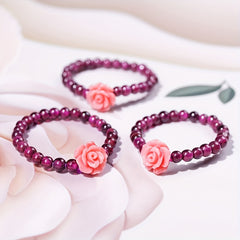 Garnet Beaded Stretch Ring for Women & Girls