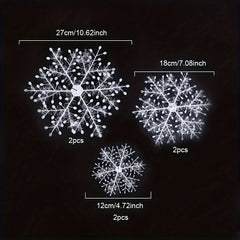 Christmas Tree Snowflake Ornaments, 2pcs, Holiday Party Decorations