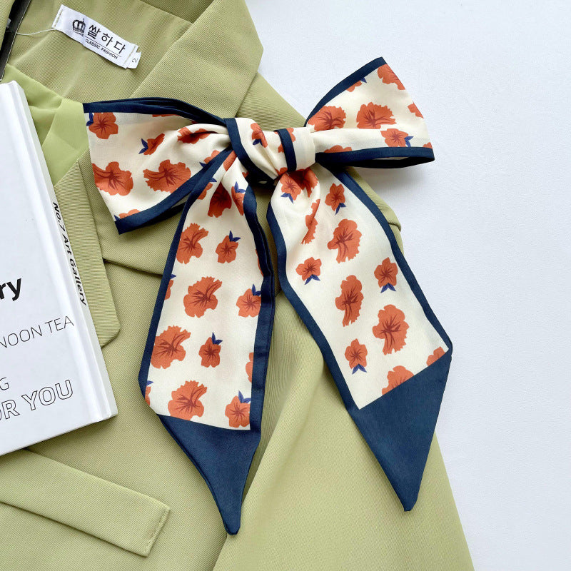 Printed Long Strip Thin Scarf Hair Tie Neck Scarves