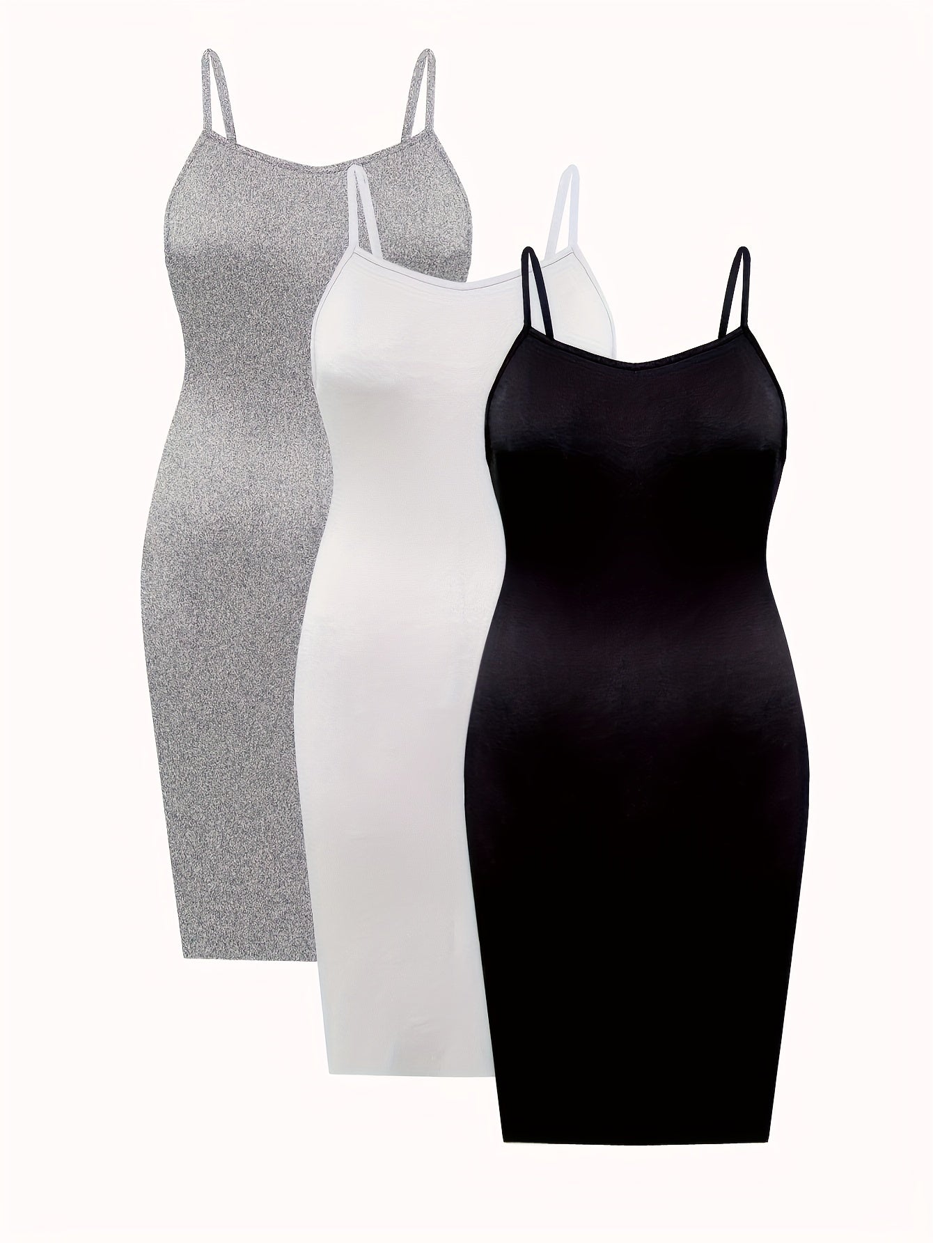 3 Pack Sexy Lounge Dress Set Women's Plus Solid Scoop Neck Medium Stre
