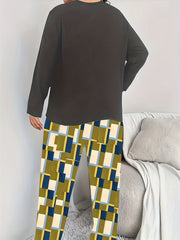 Plus Size Chicken Print Long Sleeve Pajama Top