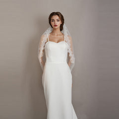 Floral Pattern 1m Bridal Veil Soft & Comfortable Wedding Veil for Women