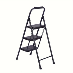 3 Step Folding Ladder Handle Non Slip Wide Treads Steel Stepstool Portable